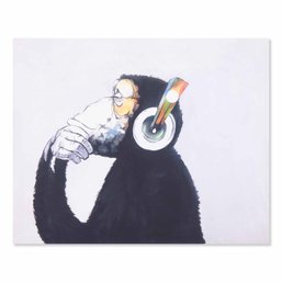 American Contemporary Original Oil 'The Thinking Monkey'