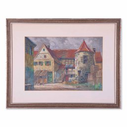 Early 20th Century Original Gouache 'Farm House'