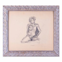 Vintage Original Pencil On Paper ' Of Girl'