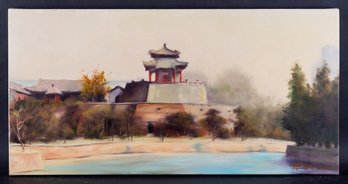 Fine Art Original Oil Painting By Artist Jianping Chen 'Temple'