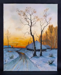 Fine Art Original Oil Painting By Artist Guoqiang Ning 'Winter Tree'