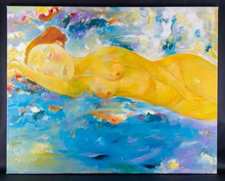 Large Original Oil Painting By Artist Baochun Tao 'Reclining Nude'