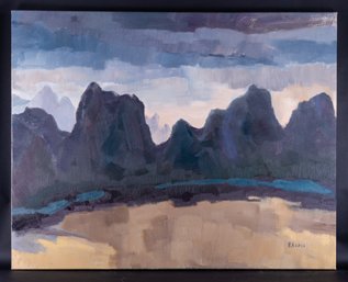 Fine Art Original Oil Painting By Artist Zhi Yu 'Mountain'