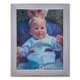 Impressionist Oil Painting 'Grandpa And Baby'