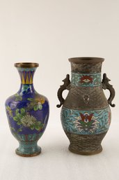 Two Antique Aisan Cloisonne Vase