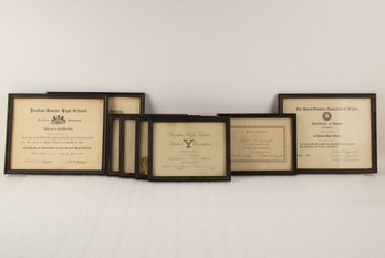 Set Of 8 Framed DiplomaS / Certificates