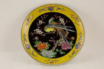 Famille Noire Yamatoku Plate With Birds And Flowers