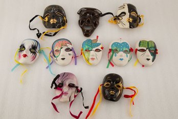 10 Vintage Hand Painted Porcelain Cermaic Mask
