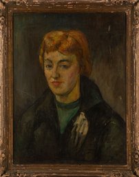 Dominic Avetrani (1895-1976)Portrait Oil On Board'Woman With Orange Hair'