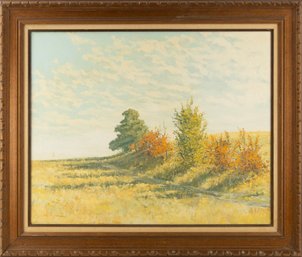 Landscape Oil On Canvas Bill Zaner (1930-2015)'Sunny Day On The Path'