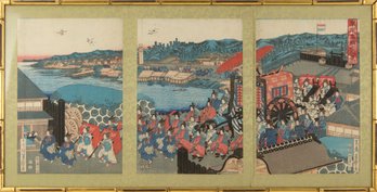 Ukiyo E Woodblock Print Yoshimori (Meiji)'View Of Takanawa'
