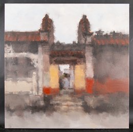 Architecture Original Oil Painting By Artist Duo Yin 'The Ancient Village 2'