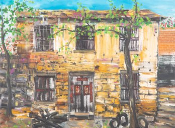 Expressionist Original Oil On Canvas 'Old Building'