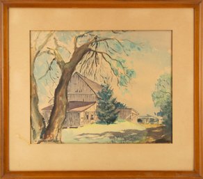 Signed W. Lester. Stevens Landscape Watercolor