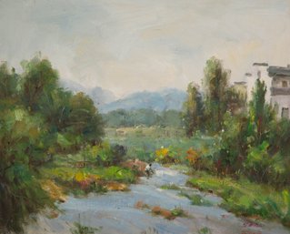 Figurative Original Oil On Canvas 'Brook Landscape'