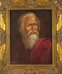Portrait Oil On Canvas L.Perini'Man With Red Robe'