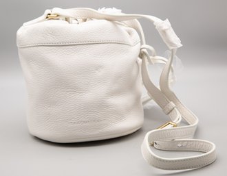 ISAAC MIZRAHI White Leather Bucket Bag