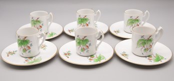 Set Of Six Herend Porcelain Coffee Cups And Saucers