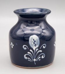 Blue Porcelain Vase With White Flower Pattern