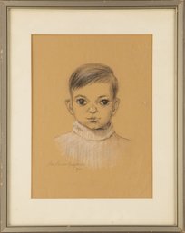 Portrait Charcoal Rose Marie Kirkpatrick 1965'Boy With White Sweater'