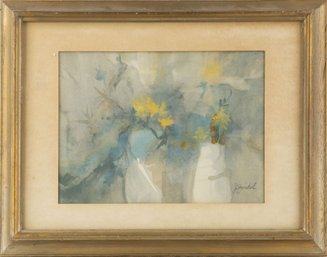 Impressionist Watercolor J Zankel'Yellow Flower In Vases'