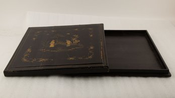 Chinese Antique Black Lacquer Shawl Box