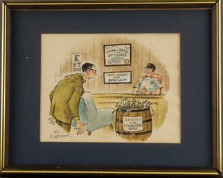 Cartoon Watercolor Signed Don Orehek (1928-2022)'See An Optician'