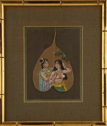 Portrait Peepal Leaf Painting 'India Art III'