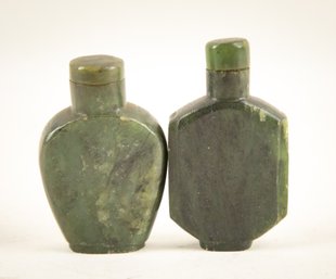 Pair Of Small Green Jade Snuff Bottles