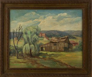 Landscape Oil On Board Mildred Mangle 57'Countryside View'