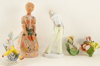 Set Of Poecleain / Ceramics Doll And Decor Flower