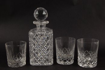 Set Of 4 Art Glass Liquor Decanter With Tumblers