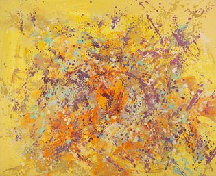 Chong Liu Abstract Original Oil On Canvas 'Untitled - Yellow'