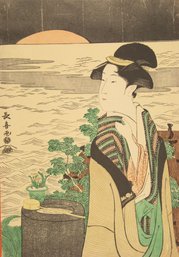 Ukiyo E Lithograph Eishosai Choki'The New Year Sunrise'