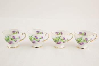 Four England Scots Emblem Royal Standard Bone China Tea Cups