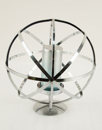 Metal Sphere On Stand Candle Holder With One Candle