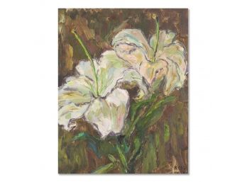 Original Floral Oil On Canvas 'White Lily'