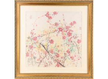 Gou Qing Chinese HuaNiao Watercolor 'Plum Blossom'