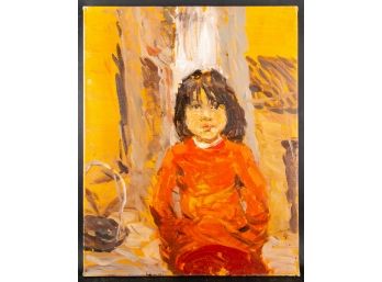 Figurative Original Oil Painting By Artist Yinlong Wang 'A Little Girl'