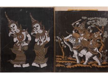 Old Thailand Print On Paper 'Dancers'