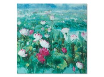 Large Floral Original Oil Painting 'Lotus'