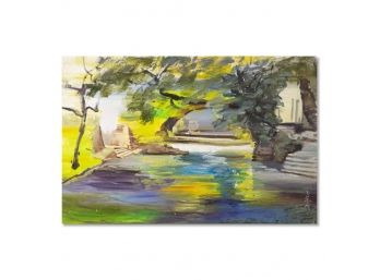 Original Impressionist Oil Painting 'Colorful River'