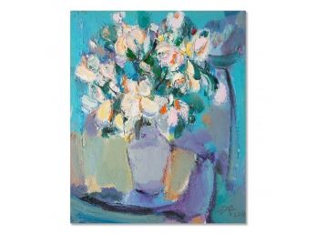 Still Life Original Oil Painting 'White Flowers'