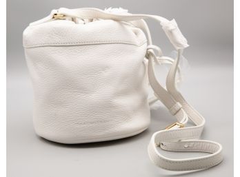 ISAAC MIZRAHI White Leather Bucket Bag