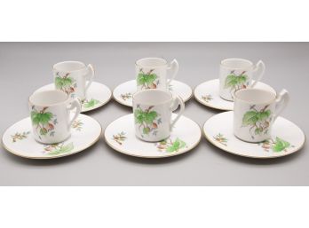 Set Of Six Herend Porcelain Coffee Cans And Saucers