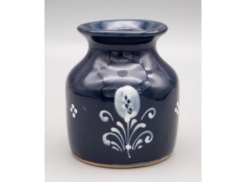 Blue Porcelain Vase With White Flower Pattern