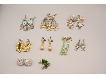 Set Of Nine Clip On Earrings