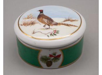 Winter Game Birds Green Trinket Box By Lynn Chase