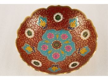 Vintage Brass Bowl With Hand Painted Meenakari Art