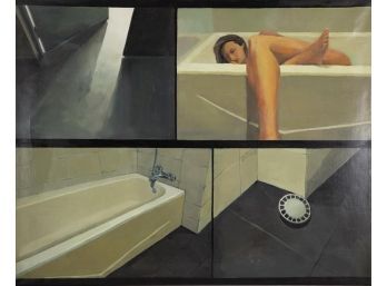 Expressionist Original Oil Painting 'Bath Female'